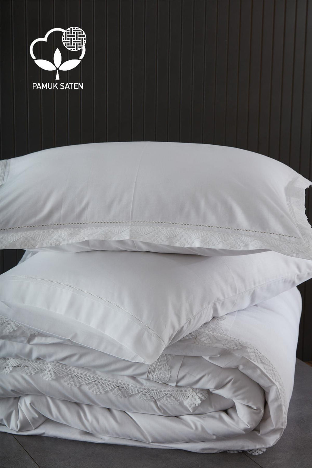 Zarif 300 TC Dantelli Pamuk Saten Süper King Size 6 Parça Nevresim Takımı - Nazik Home - Yuvama Değer!