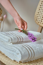 Zen Çizgi Nakışlı El Havlusu (30 x 50 cm) - Nazik Home - Yuvama Değer!