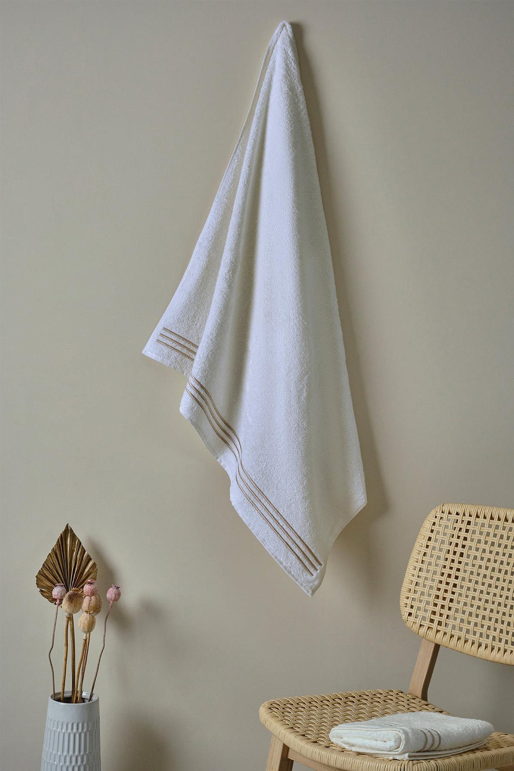 Zen Çizgi Nakışlı Banyo Havlusu (90 x 150 cm) - Nazik Home - Yuvama Değer!